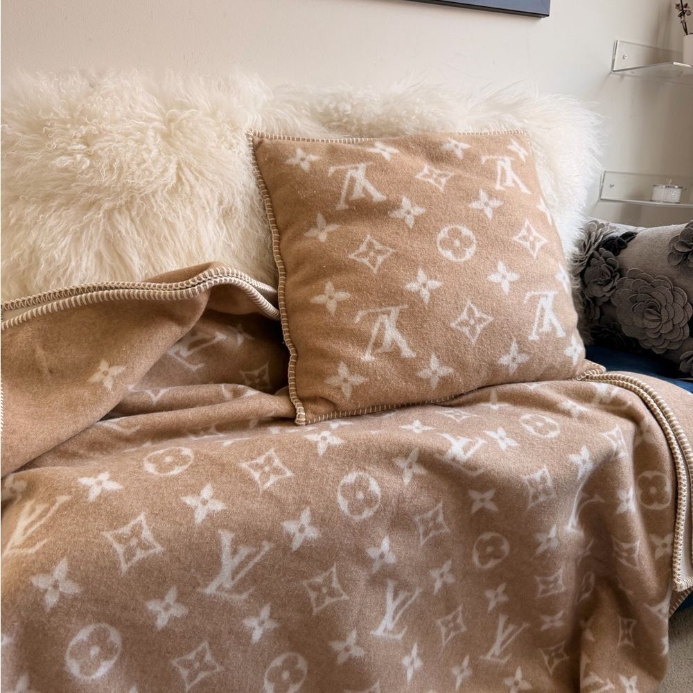 Louis Vuitton Cushion Neo Monogram Cushion Wool & Cashmere Beige